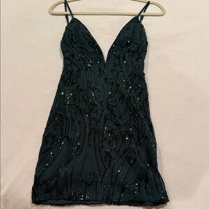 Lulu's Emerald green Sequin Mini Dress